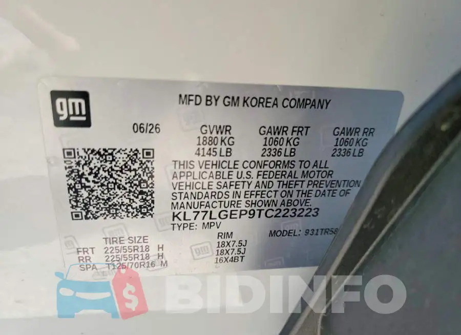 KL77LGEP9TC223223 Photo# 12