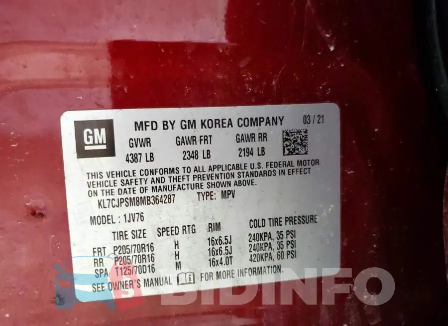 KL7CJPSM8MB364287 Photo# 14