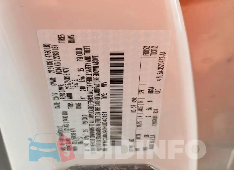 1FMCU0J90HUD40151 Photo# 12