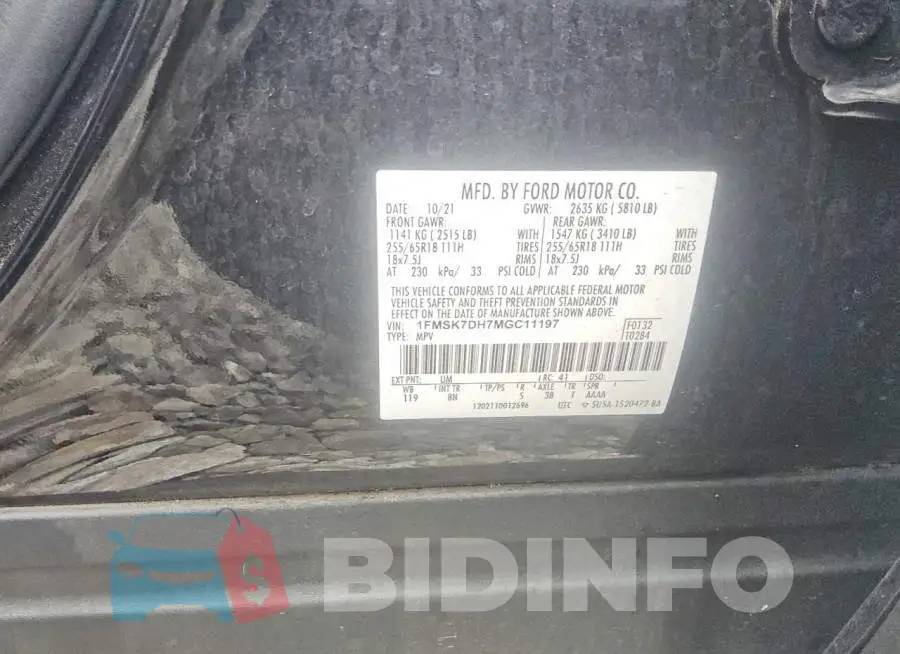 1FMSK7DH7MGC11197 Photo# 13