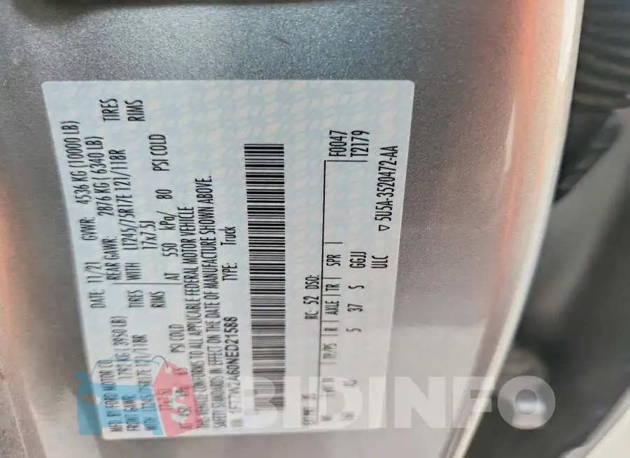 1FT7W2A60NED21588 Photo# 12