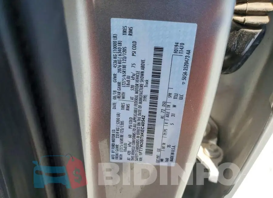 1FT7W2BT9KEC40542 Photo# 13