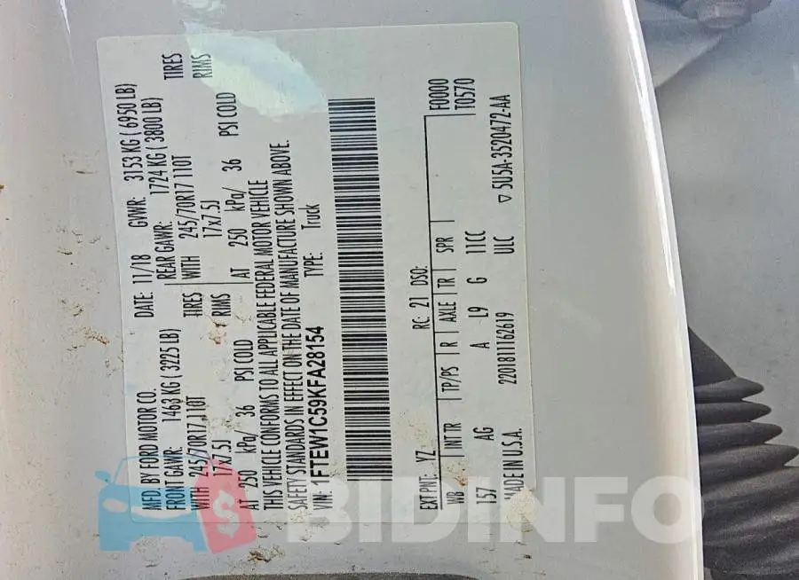 1FTEW1C59KFA28154 Photo# 12