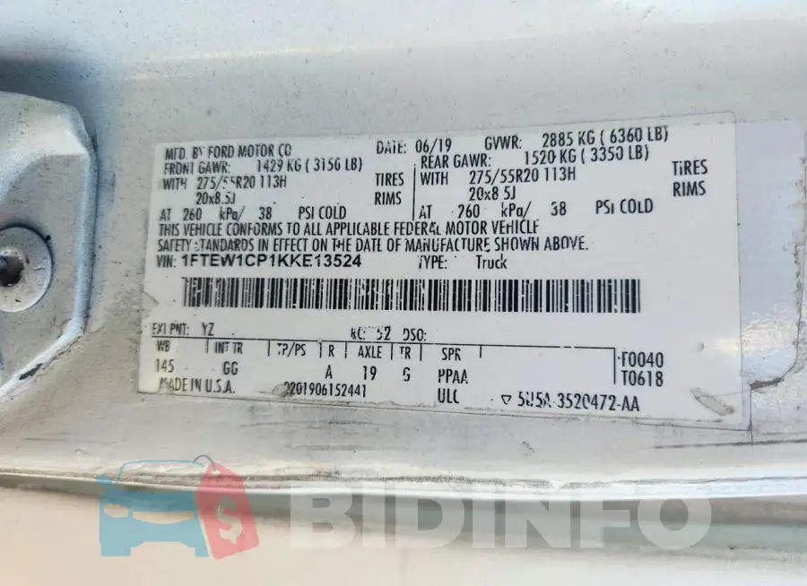 1FTEW1CP1KKE13524 Photo# 12