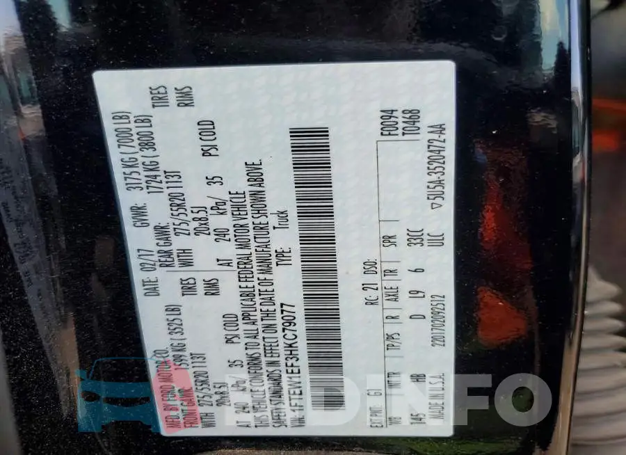 1FTEW1EF3HKC79077 Photo# 12