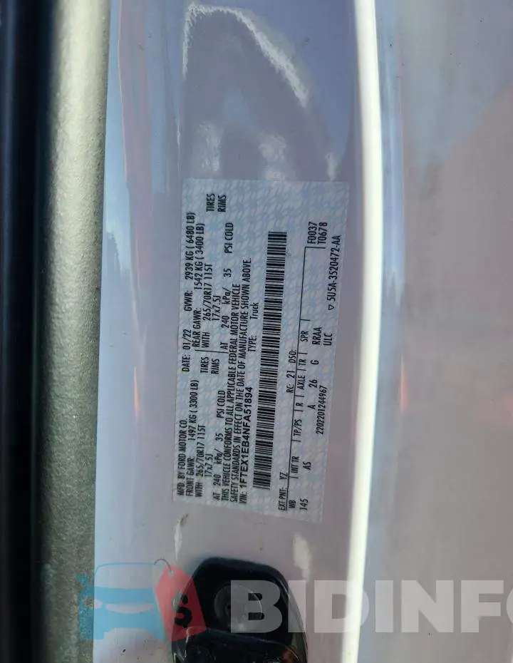 1FTEX1EB4NFA51894 Photo# 12