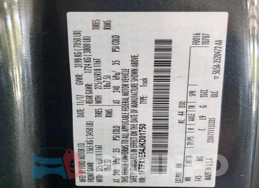1FTFX1E54JKD01750 Photo# 12