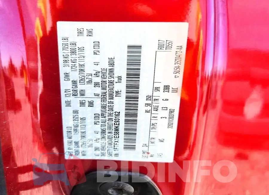 1FTFX1E58MKE93162 Photo# 12