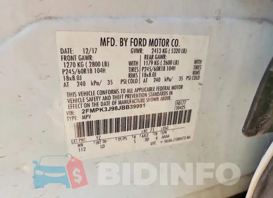 2FMPK3J98JBB39991 Photo# 13