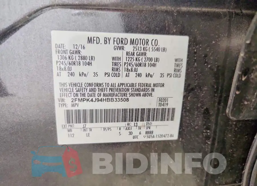 2FMPK4J94HBB33508 Photo# 13