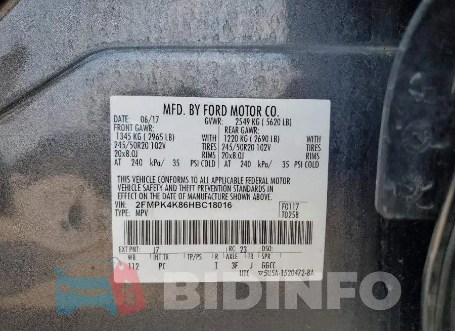 2FMPK4K86HBC18016 Photo# 13