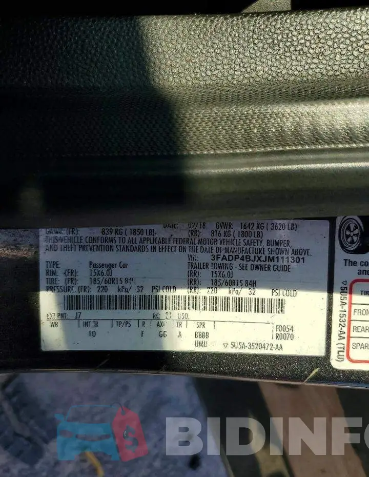 3FADP4BJXJM111301 Photo# 12