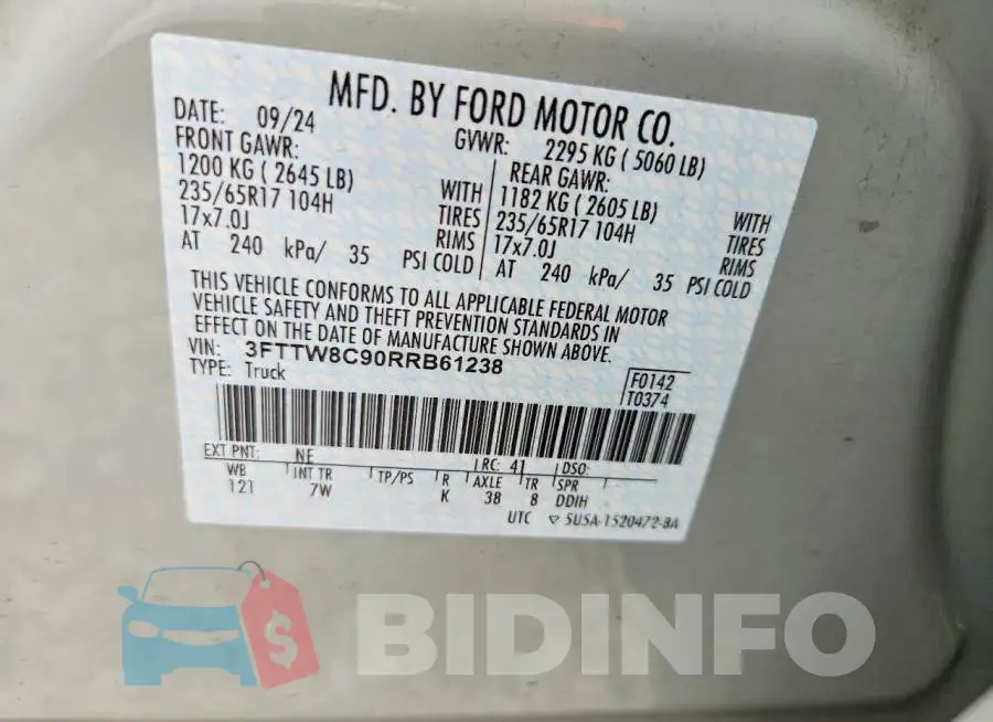 3FTTW8C90RRB61238 Photo# 12