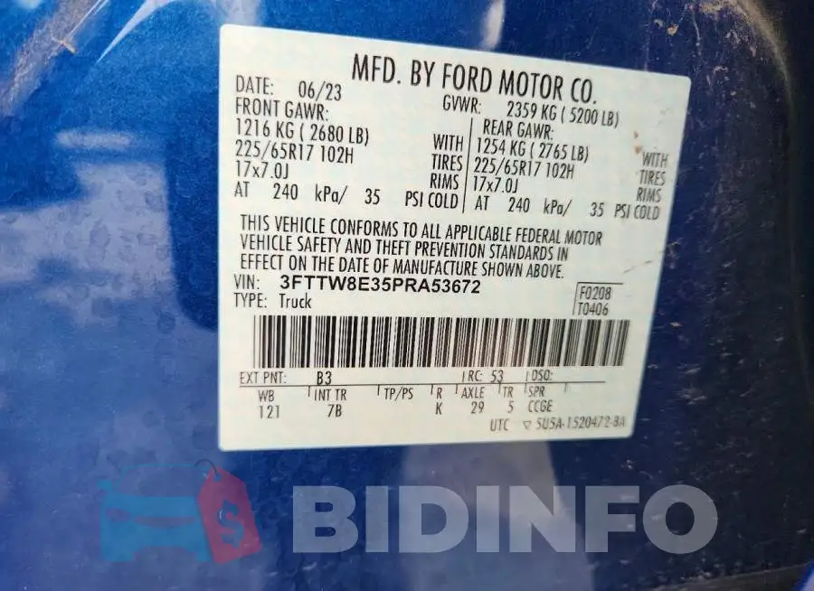 3FTTW8E35PRA53672 Photo# 13
