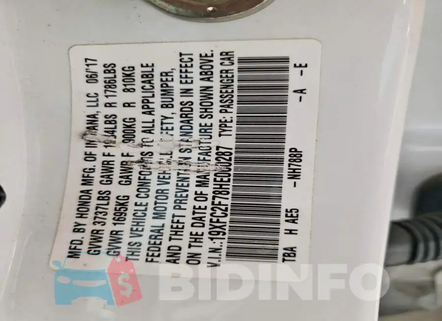 19XFC2F78HE060287 Photo# 12