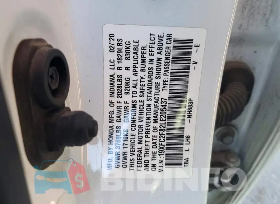 19XFC2F82LE205437 Photo# 12