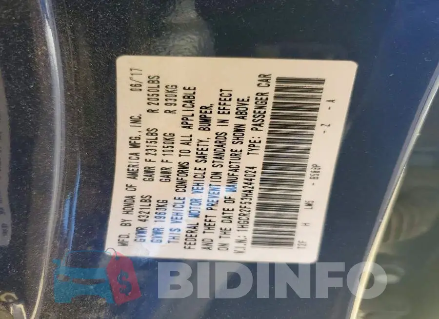 1HGCR2F53HA244024 Photo# 12