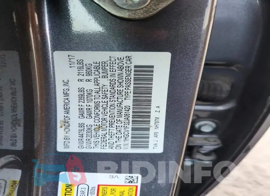 1HGCV1F32JA061420 Photo# 13
