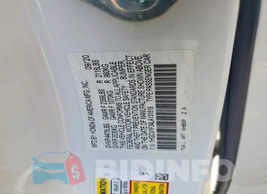 1HGCV1F34LA131518 Photo# 13