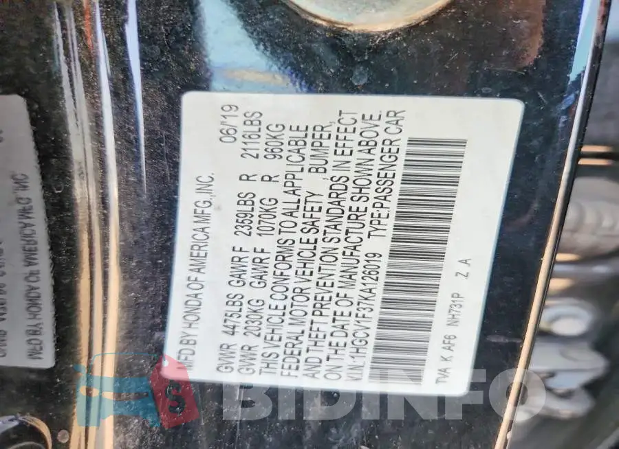 1HGCV1F37KA126019 Photo# 13