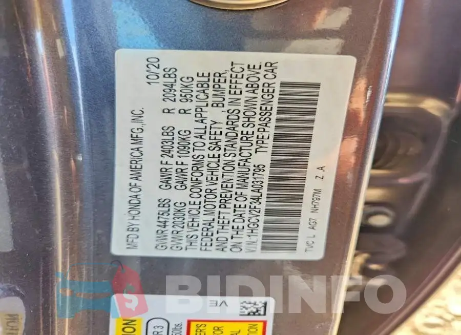 1HGCV2F34LA031795 Photo# 13