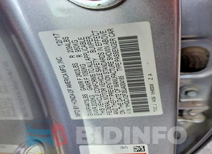 1HGCV2F35JA004165 Photo# 12