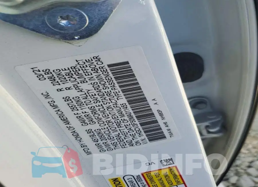 1HGCV3F50MA011455 Photo# 13