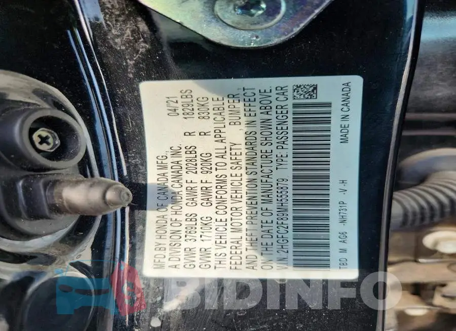 2HGFC2F89MH555879 Photo# 12