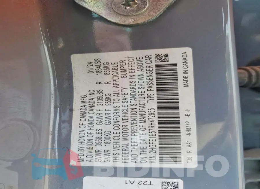2HGFE1E57RH472955 Photo# 12