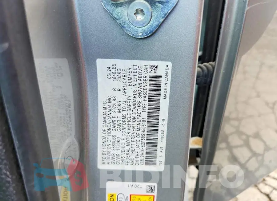 2HGFE2F58SH505181 Photo# 13