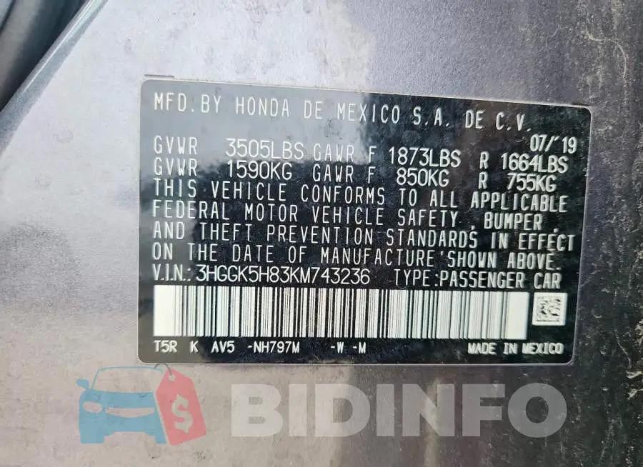 3HGGK5H83KM743236 Photo# 12