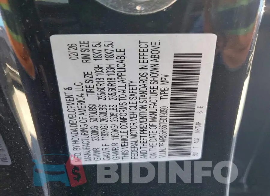7FARS5H86TE019090 Photo# 13