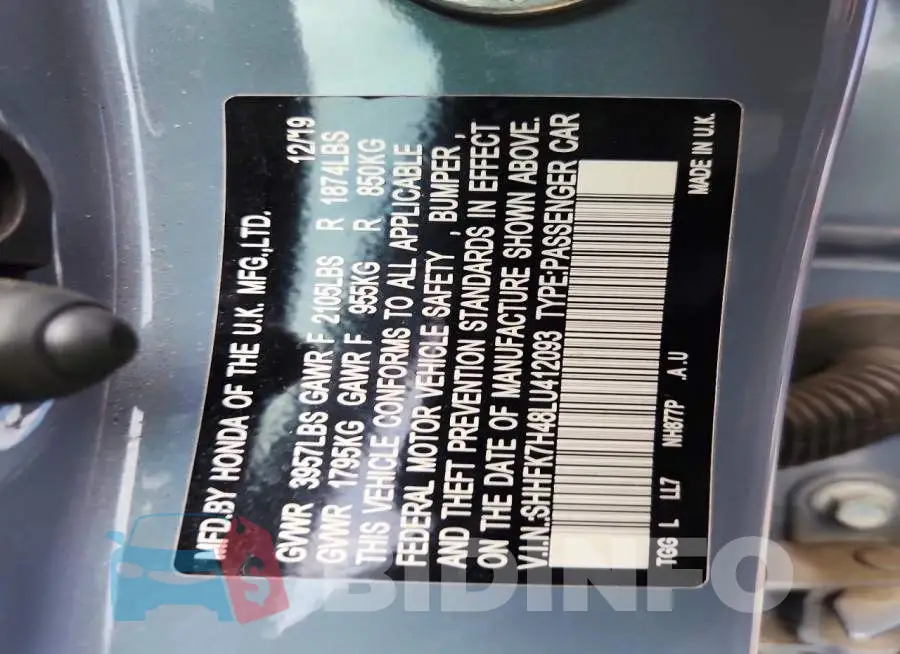 SHHFK7H48LU412093 Photo# 13