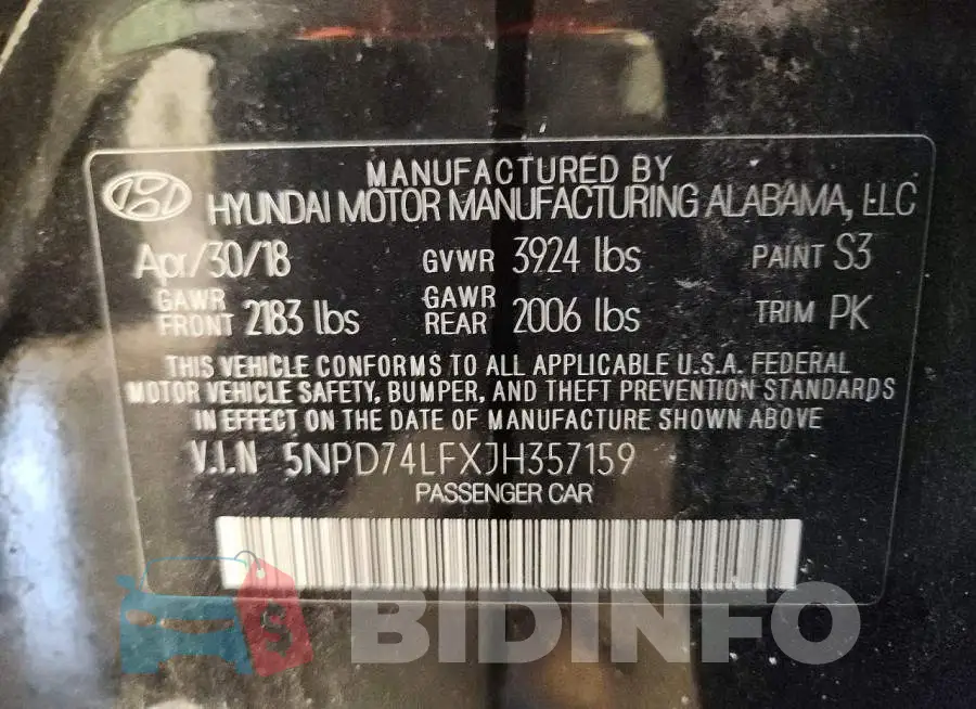 5NPD74LFXJH357159 Photo# 12