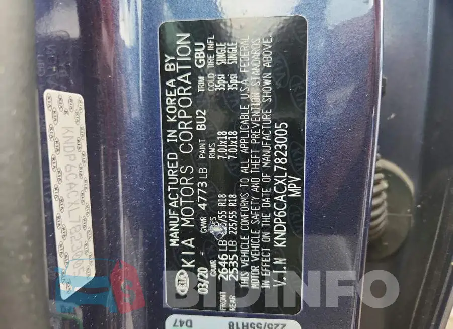 KNDP6CACXL7823005 Photo# 13