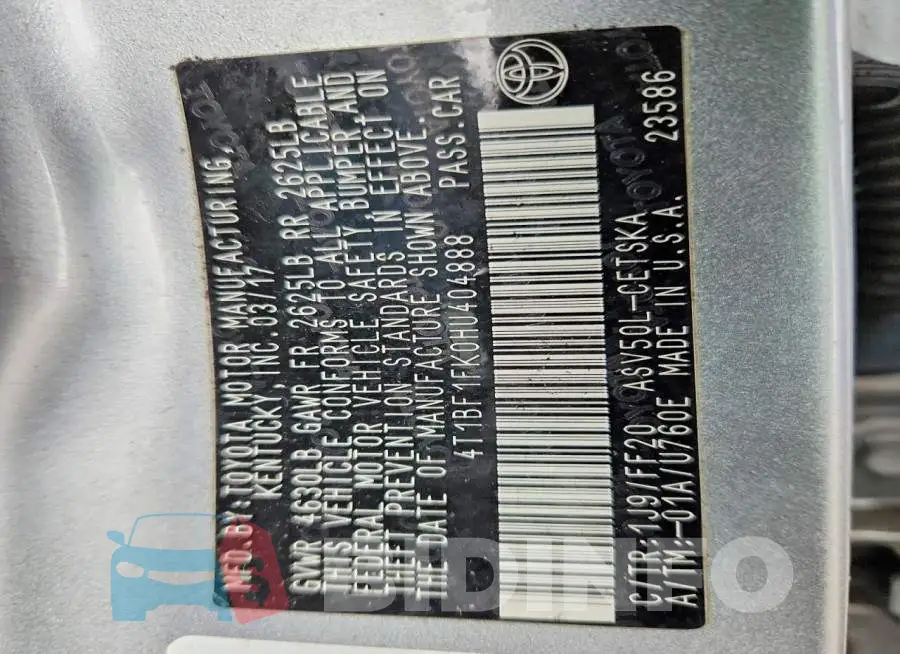4T1BF1FK0HU404888 Photo# 12