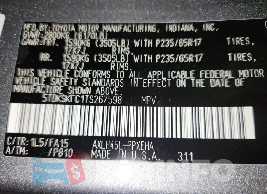 5TDKSKFC1TS267598 Photo# 13