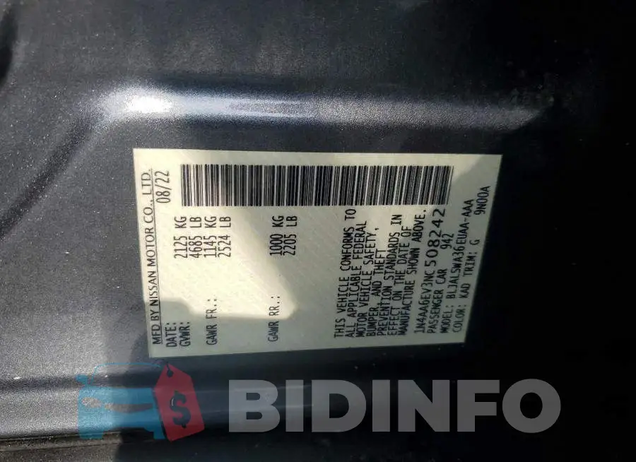 1N4AA6EV3NC508242 Photo# 12