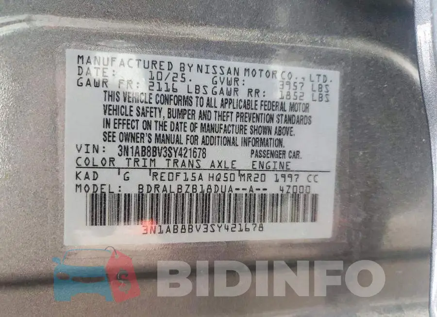 3N1AB8BV3SY421678 Photo# 13