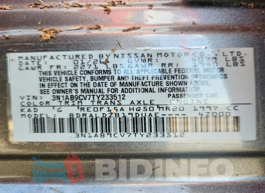 3N1AB9CV7TY233512 Photo# 12