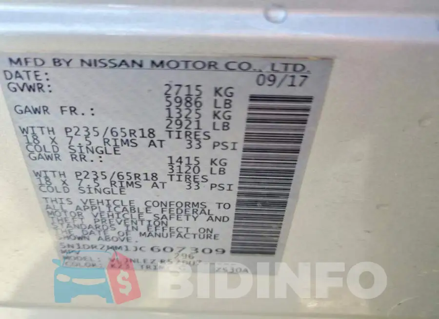 5N1DR2MM1JC607309 Photo# 13