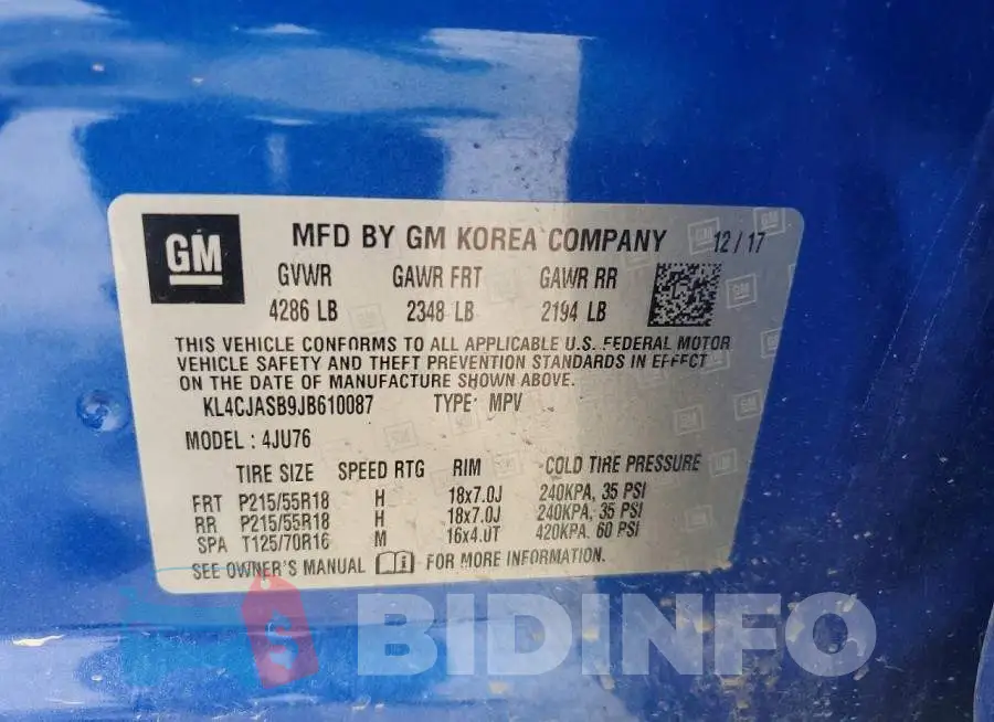 KL4CJASB9JB610087 Photo# 14
