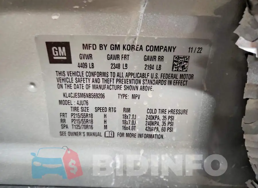 KL4CJESM6NB569206 Photo# 13