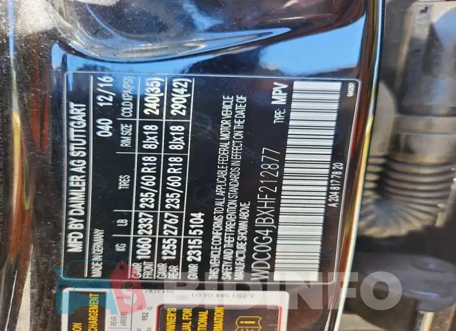 WDC0G4JBXHF212877 Photo# 12
