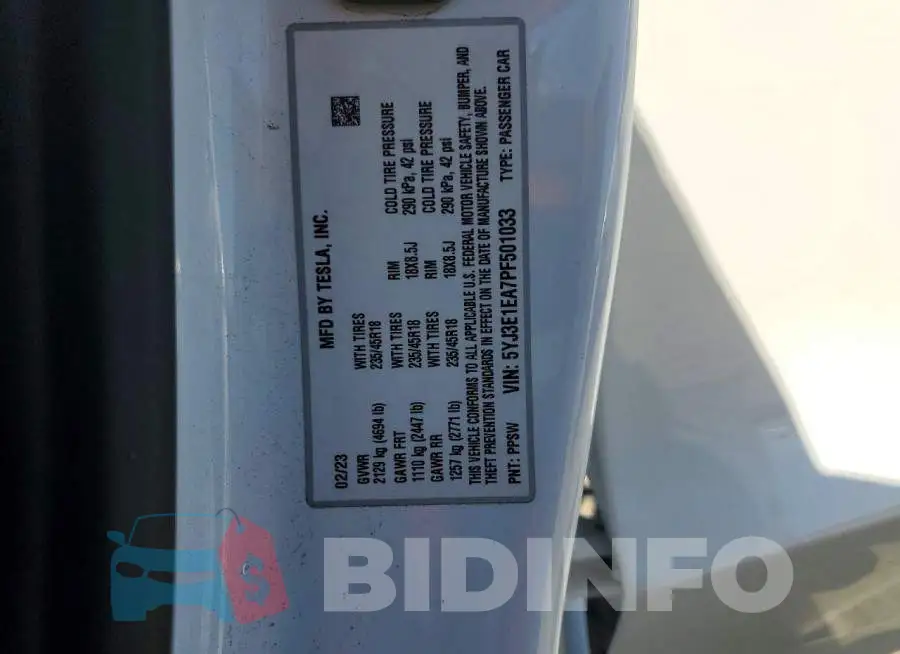 5YJ3E1EA7PF501033 Photo# 12