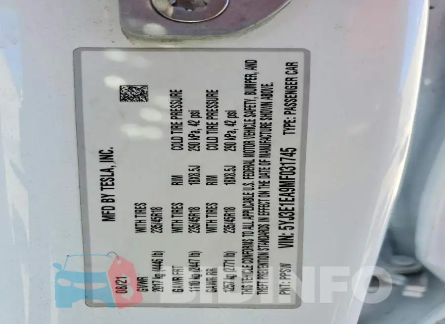 5YJ3E1EA9MF031745 Photo# 13
