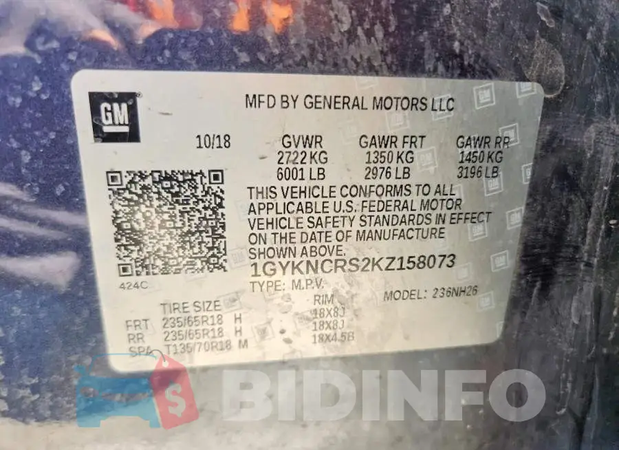 1GYKNCRS2KZ158073 Photo# 13