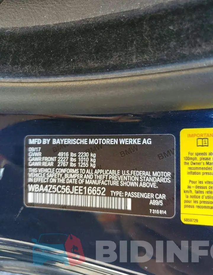 WBA4Z5C56JEE16652 Photo# 12