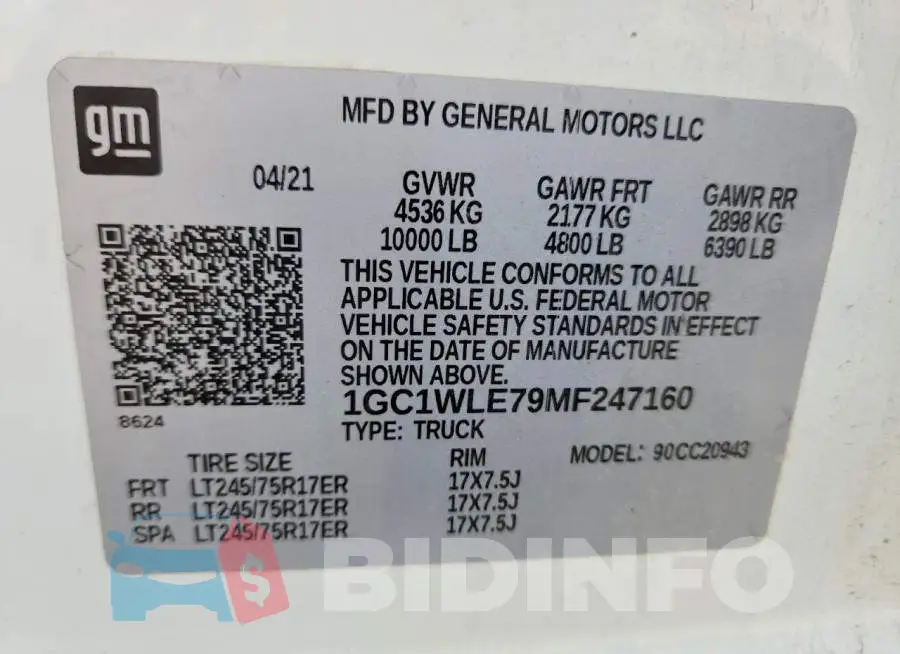 1GC1WLE79MF247160 Photo# 12