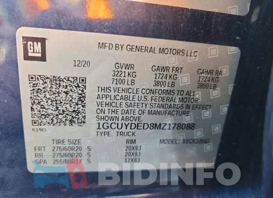 1GCUYDED8MZ178088 Photo# 12